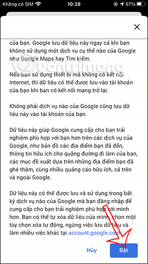 Kích hoạt Nhật ký vị trí