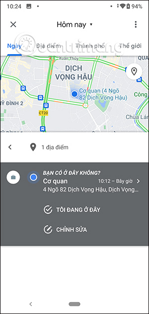 Xem lịch sử di chuyển