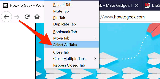 Chọn “Select All Tabs”