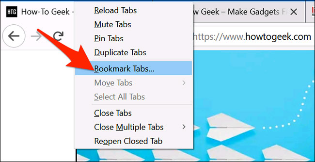 Chọn “Bookmark Tabs”