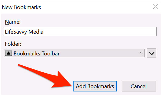 Nhấp vào nút “Add Bookmarks”