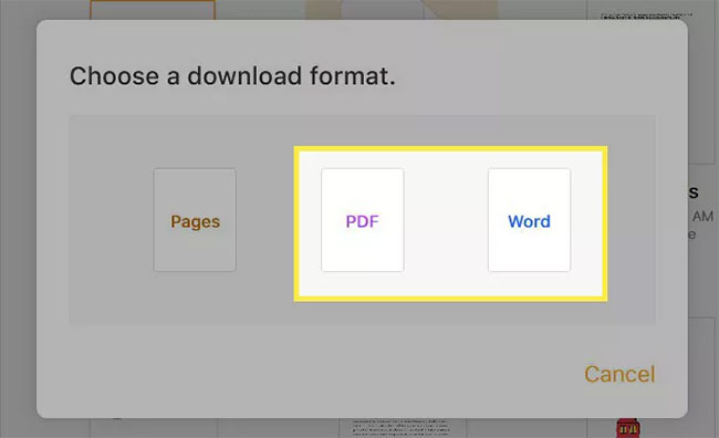Chọn PDF hoặc Word