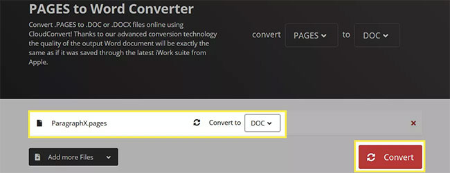 Nhấp vào Convert