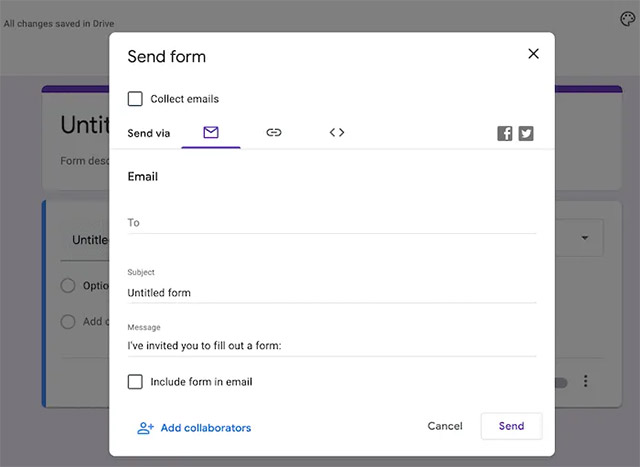 Insert a poll from Google Form into an email