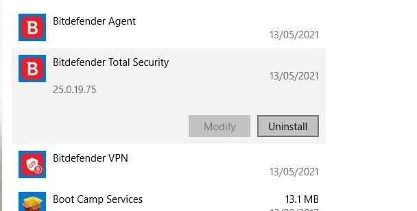Chọn Uninstall
