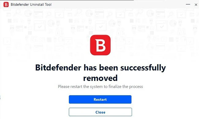 Nhấn Restart để hoàn tất quá trình