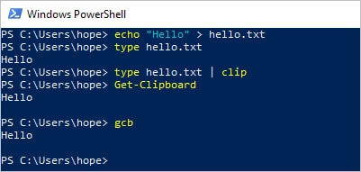 Paste the clipboard with the command Get-Clipboard
