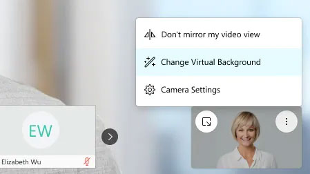 Nhấp vào tính năng "Change virtual background"