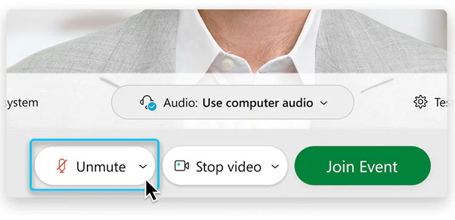 Nhấp vào Unmute my microphone