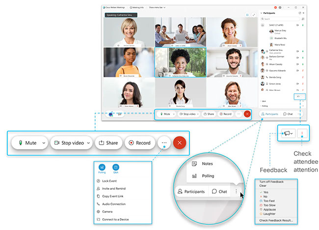 Giao diện người dùng Webex Events rất đơn giản