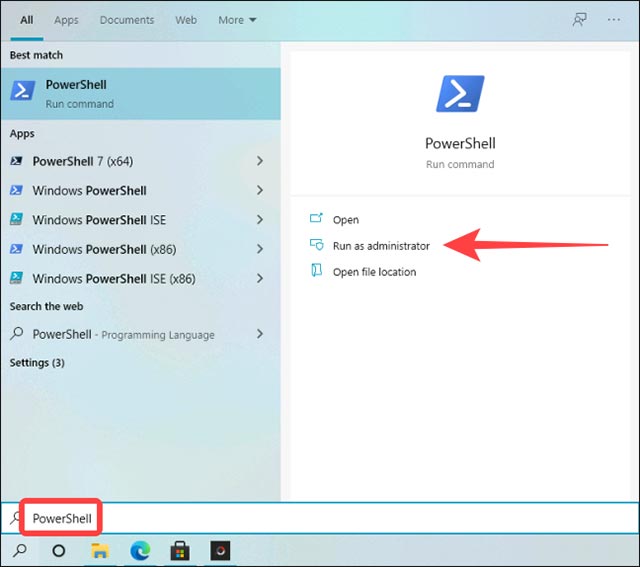 Nhấp vào “Run as administrator”