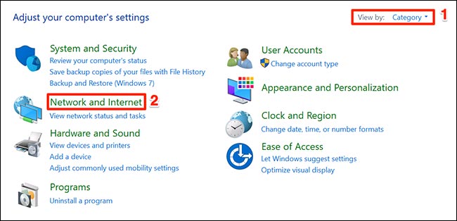 Select “Network and Internet”