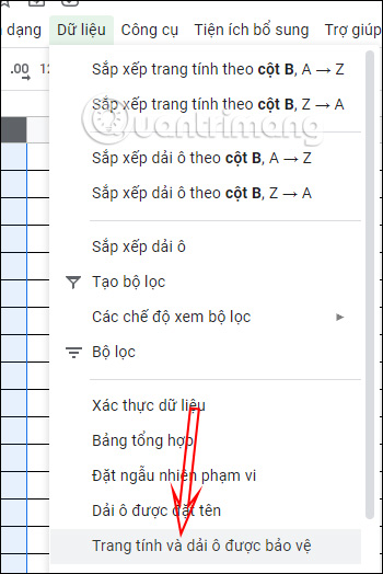 Cách khóa cột trong Google Sheets