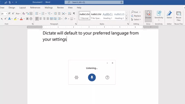 Giao diện của Microsoft Dictate.