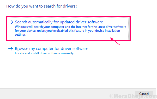 Nhấp vào "Search automatically for updated driver software"