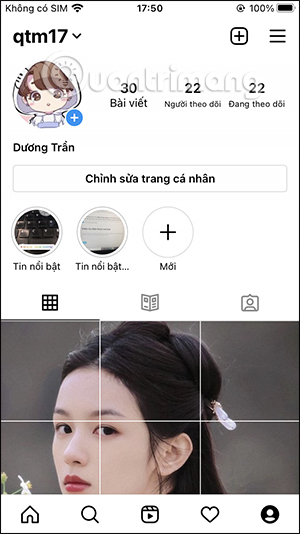 Instagram interface