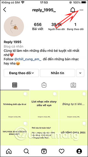 Tùy chọn tài khoản Instagram