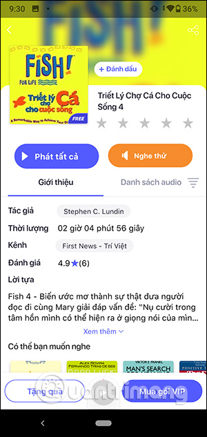Giao diện thông tin sách