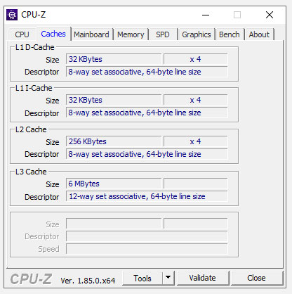 Các mức bộ nhớ CPU cache cho CPU Intel Core i5-3570K