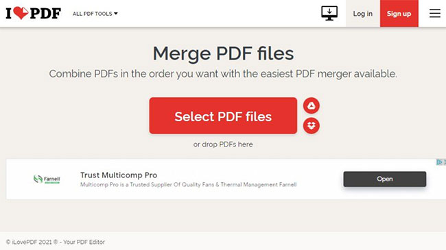 Merge PDF files with Ilovepdf.com