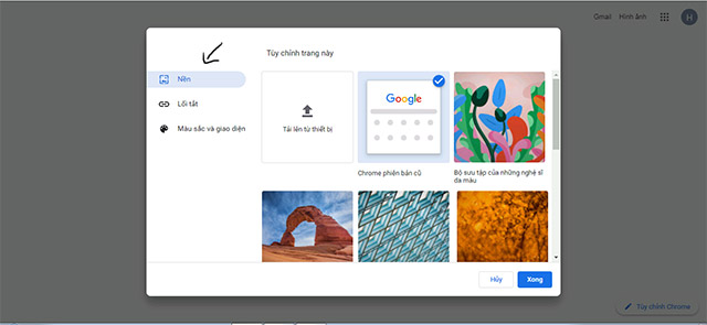 Cách đổi hình nền Google cài đặt hình nền cho Chrome trên máy tính