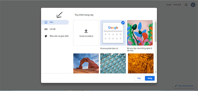 Đổi hình nền Google Chrome thay theme trình duyệt web Google Chrome
