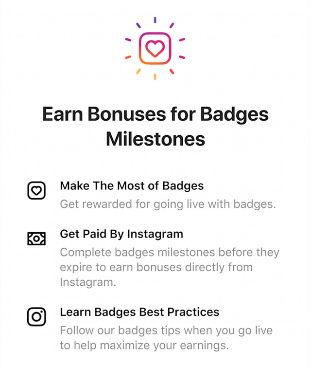 Trên Instagram, người sáng tạo có thể kiếm được “tiền thưởng” bằng cách bán một số Huy hiệu nhất định trong Livestream.