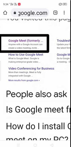 Nhấp vào Google Meet (formerly Hangouts Meet)