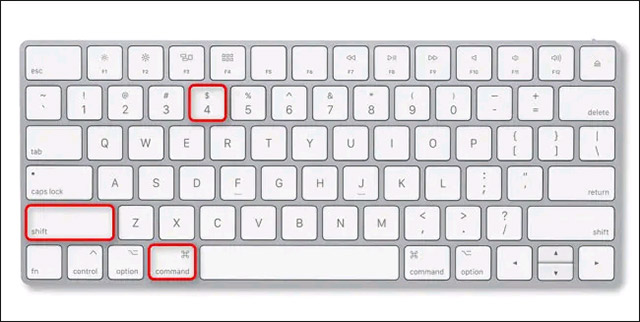 Nhấn Shift + Command + 4