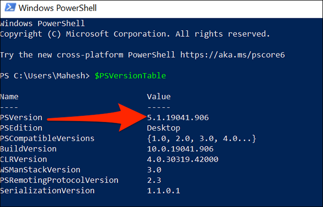Cách kiểm tra phiên bản PowerShell trong Windows 10