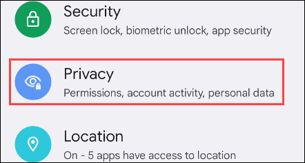 Click on “Privacy”