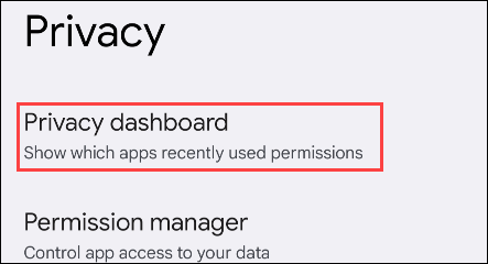 Select “Privacy Dashboard”