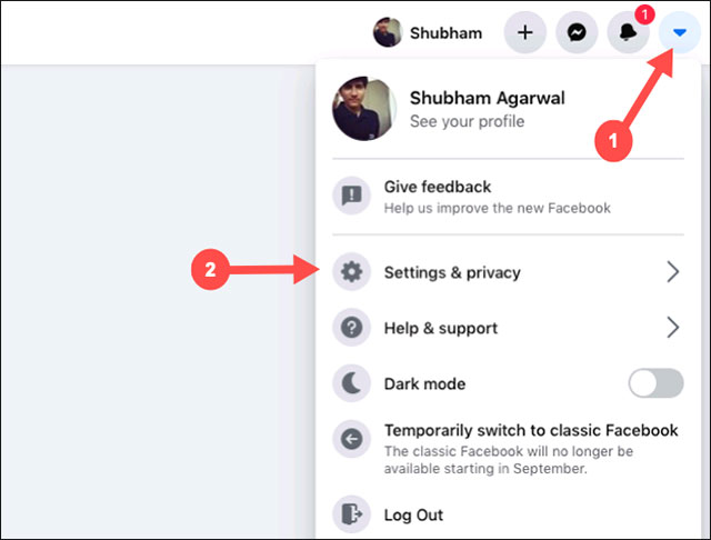 Chọn “Settings & Privacy”