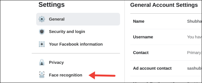 Nhấn vào "Face recognition”