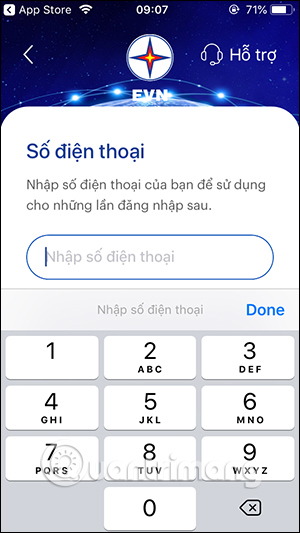 Điền số điện thoại