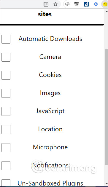 Danh sách hỗ trợ chặn