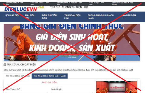 EVN khẳng định, đây là website giả mạo.