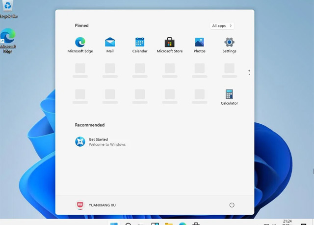 Start Menu mới của Windows 11.