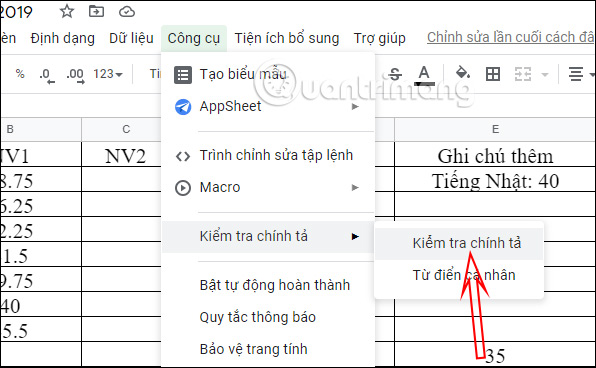 Cách kiểm tra chính tả trong Google Sheets