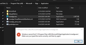 Cách sửa lỗi Windows cannot find msedge.exe