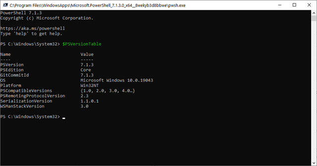 Tiện ích dòng lệnh (command-line shell) của PowerShell.