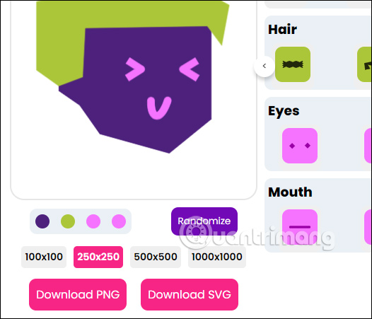 Chọn kích thước