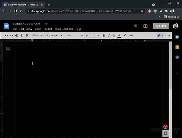 Dark mode trên Docs