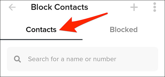 Nhấn vào tab “Contacts”