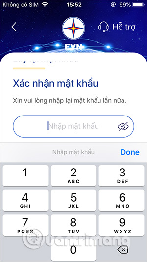 Nhập lại mật khẩu EPoint mới