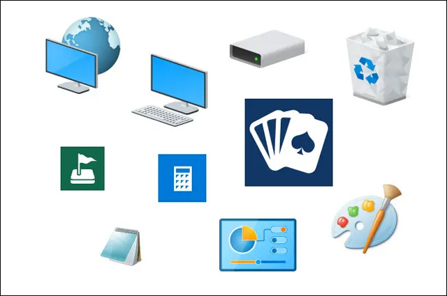 Các biểu tượng trong Windows 10 (2015).