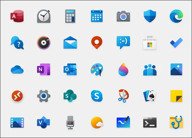 Các biểu tượng (có thể có) trong Windows 11 trở lên (2021).