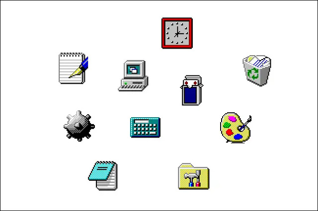 Các biểu tượng trong Windows 95 (1995).