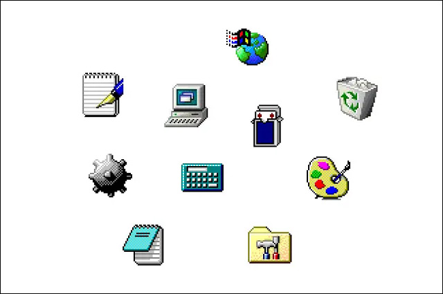 Các biểu tượng trong Windows 98 (1998).