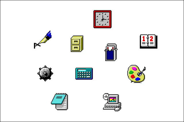 Các biểu tượng trong Windows 3.1 (1992).
